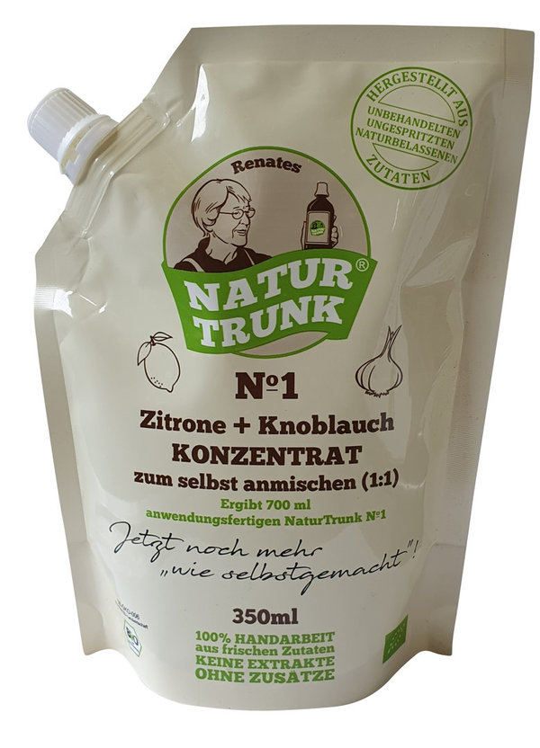 "Bio-Konzentrat" für Renates NaturTrunk N° 1 Zitrone + Knoblauch  350 ml ergeben 700 ml